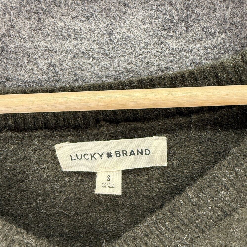 Lucky Brand Sweater Pullover Women S Small Gray Knit V-Neck Long Sleeve Wool - Picture 3 of 7